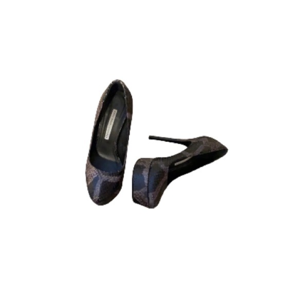 Vera Wang Lavender Taupe and Black Snakeprint Leather Stilettos - Women’s Size 6 - Picture 1 of 4